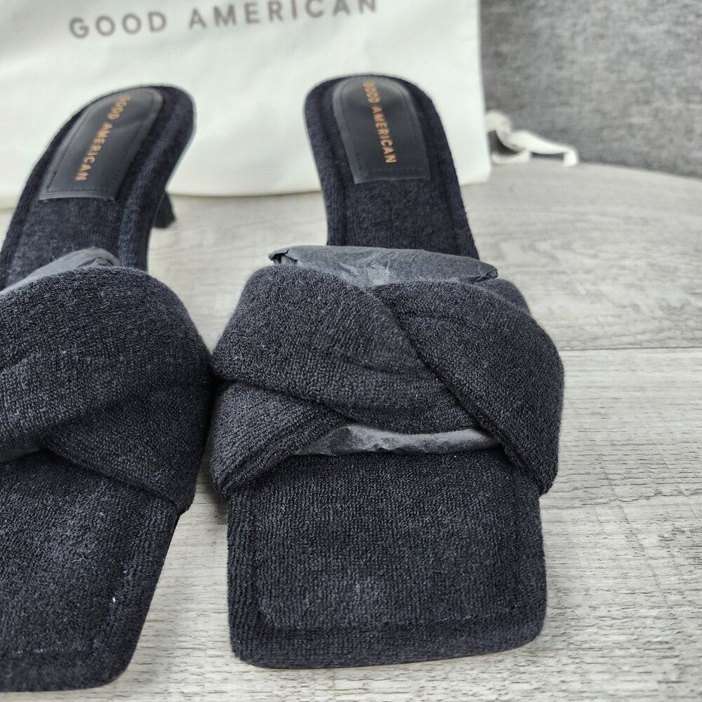 Good American Size 8 Black Terry Kickstand Mule NWOB GA353T-X - Picture 5 of 12